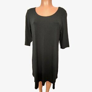 Eileen Fisher Pullover Elbow Above Knee Tunic Dress Women's Size Large Black